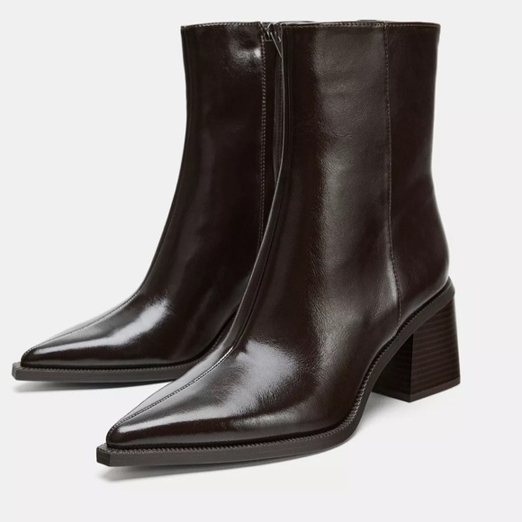 EUC Zara Black Wide Heeled Booties - Picture 2 of 9